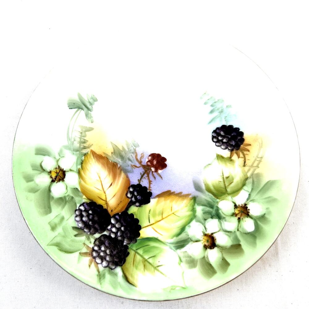 SKU2495 Queen Louise 6 Inch Round Decorative Plate Blueberries Floral China